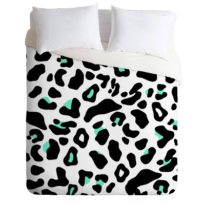 Allyson Johnson Neon Turquoise Leopard Comforter Set