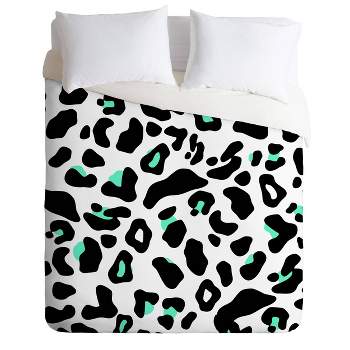Allyson Johnson Neon Turquoise Leopard Comforter Set