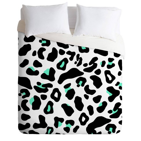 Allyson Johnson Neon Turquoise Leopard, Cheetah Print Duvet Cover Twin