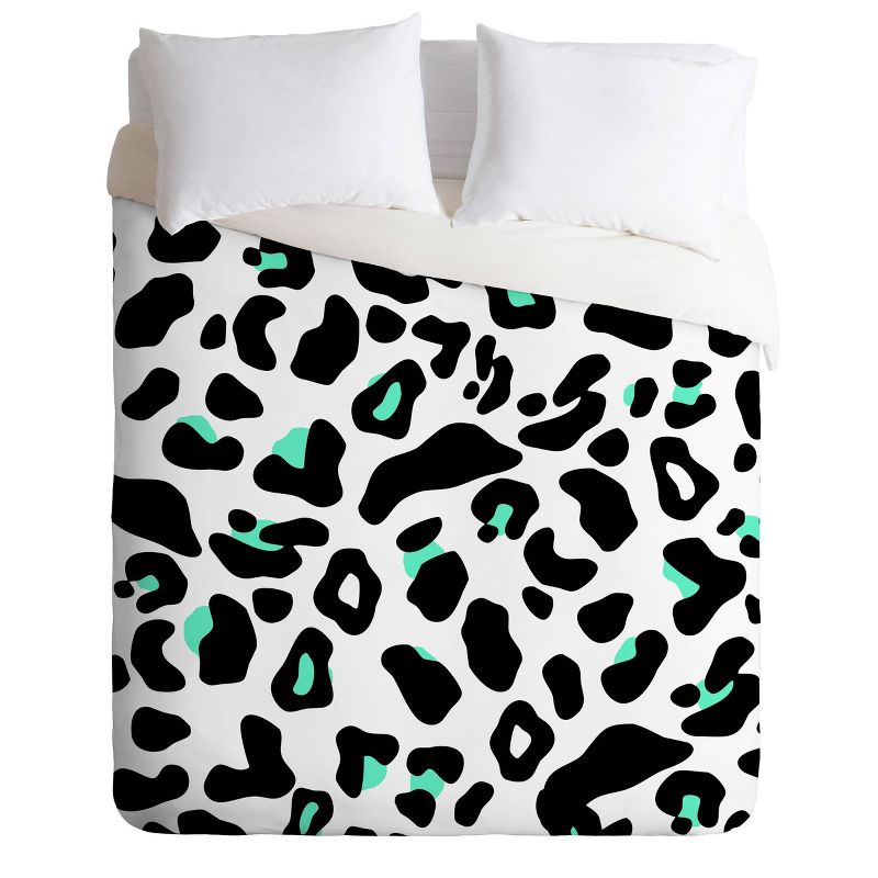 Allyson Johnson Neon Turquoise Leopard Comforter Set, 1 of 8