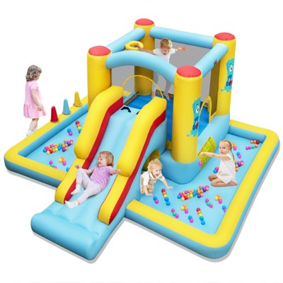 Safstar Inflatable Bounce House with Slide Jumping Area Tunnel Ball Pit Blower Excluded