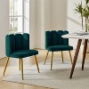 Set of 2 Barbara Contemparary Velvet Vanity Stool For Makeup Room, Moden Accent Side Chairs For Living Room With Shell Back And Golden Metal Legs| ARTFUL LIVING DESIGN - 2 of 4