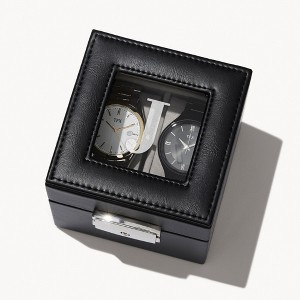 Personalization Mall Vegan Leather 2 Slot Watch Box - 1 of 4