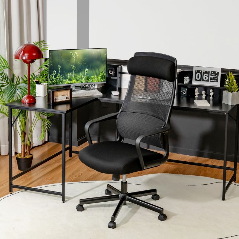 Costway Adjustable Mesh Office Task Chair Heating Lumbar Support Headrest Grey\Black, 3 of 11