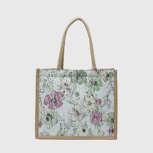 Anna-Kaci Women's Floral Linen - Polyester Tote Bag - Lightweight Floral Print Shopping Bag - 1 of 4