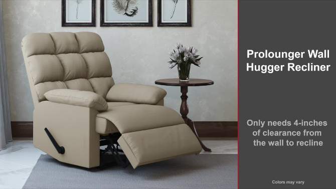 Microfiber Wall Hugger Side Lever Recliner - Prolounger, 2 of 10, play video