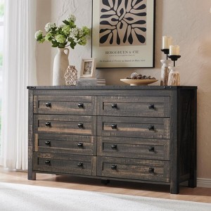 Dresser for Bedroom, Farmhouse Wood Rustic Wide Chest of Drawers, Storage Dressers Organizer for Bedroom, Living Room, Hallway - 1 of 4