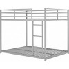 Streamdale Full over Full Metal Bunk Bed, Low Bunk Bed with Ladder, Silver - 4 of 4