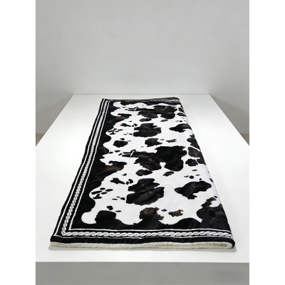 Heated Comfort Blanket with Wireless LCD Controller, Milk Velvet Border with Cow Print, Soft Cotton Lining with Quilted Edges, Warm and Cozy