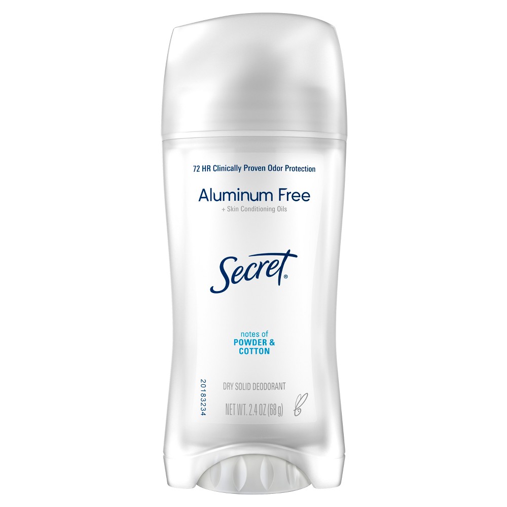 Secret Clinically Proven Aluminum Free Deodorant for Women - Powder Cotton - 2.4oz