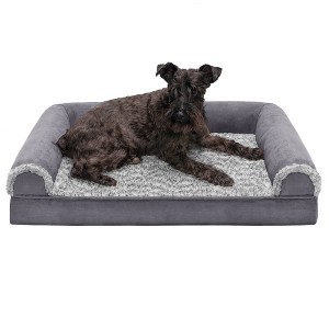  FurHaven Two-Tone Faux Fur & Suede Full Support Sofa Dog Bed - 1 of 3