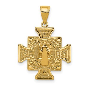 Black Bow Jewelry 14k Yellow Gold Solid San Benito 2-Sided Cross Pendant, 19 x 28mm - 1 of 4