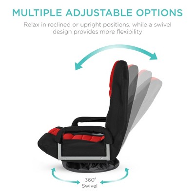 Swivel Flex Gaming Floor Chair with Adjustable Backrest - Black/Red