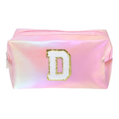 Unique Bargains Women's Durable Letter D Cosmetic Bag Pink 1 Pc