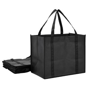 Okuna Outpost 10 Pack Extra Large Black Reusable Grocery Bags for Shopping and Small Business, 15.75 x 10 x 13 In - 1 of 4