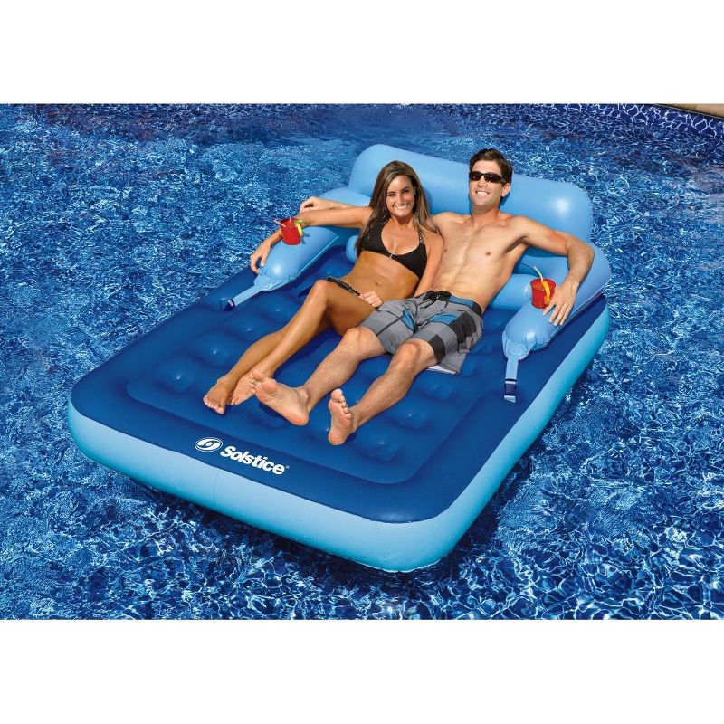 Swim Central 80-Inch Inflatable Blue Malibu Pool Mattress with Removable Back Rest, 3 of 4