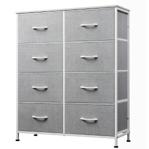 Tall 8-Drawer Fabric Dresser, Storage Tower with Fabric Bins, Double Chest of Drawers Organizer, - 1 of 4