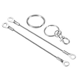 Unique Bargains Lanyard Cable Rope with Key Ring Keychains Silver 4 Pcs - 1 of 4