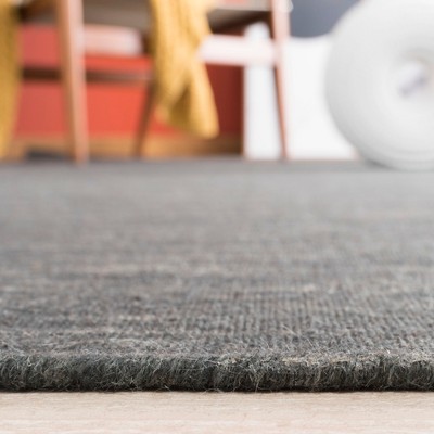 Bohemian Charcoal-Grey Flat Woven Wool-Cotton Area Rug 5x8