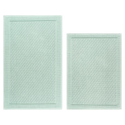 Silt Green Cotton Two-Piece Bath Rug Set with Slip Resistant Backing
