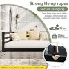Whisen Country Style Twin Size Wooden Porch Swing Daybed with Frame and 96-Inch Hemp Ropes, Acacia Wood Patio Swing for Garden or Backyard - 4 of 4