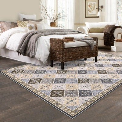 Boho Vintage Area Rug Washable Rugs Non Slip Traditional Floor Carpet Indoor for Living Room Bedroom Dining Room Farmhouse