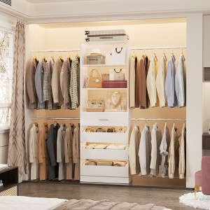 Aheaplus 4-9Ft Closet Organizer with 4 Wooden Drawers and 4 Rods - 1 of 4