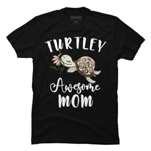 Men's Design By Humans Turtley Awesome Mom Turtle with Flower By animalshop T-Shirt - 1 of 2