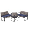 Vynxaria 4-Piece Outdoor PE Wicker Furniture Set with Cushions & Ice Bucket - 2 of 4