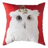 White 18"x18" Pillow –Christmas Animals Design – Owl & Wolf by Manual Woodworkers & Weavers - 2 of 3