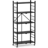 Hooure 5-Tier Folding Shelf - Instant Setup, Heavy-Duty Storage, Includes Hooks & Wheels - 2 of 4