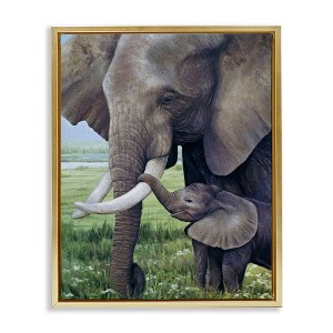 Stupell Industries Baby Elephant And Mother Floating Frame Canvas Art - 1 of 4