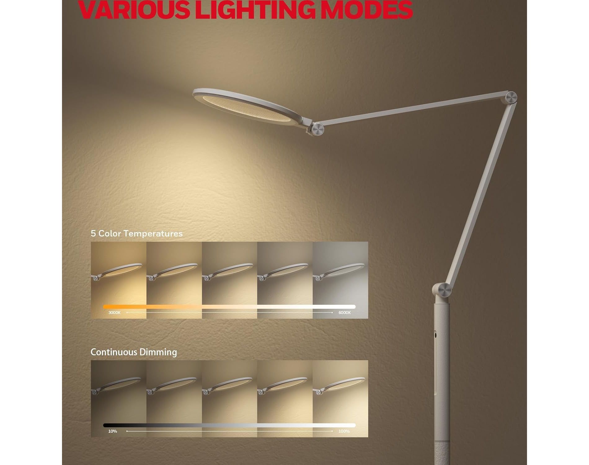 LED Floor Lamp Eye Caring Dimmable Standing Light with Remote,Bright Natural Da