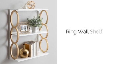 White and Gold Mid-Century Modern 3-Tier Floating Wall Shelf
