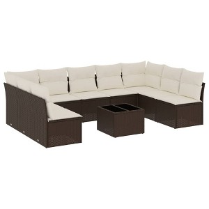 vidaXL Garden Sofa Set Brown and Cream White - 1 of 4