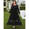 Women's Plus Size Lace Formal Sheer Mesh Crew Neck Long Sleeve Party Wedding Cocktail Elegant Maxi Dresses - Agnes Orinda - 3 of 4