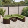 vidaXL Patio Sofa Set with Cushions Garden Furniture 10 Piece Poly Rattan - Brown and Green - 2 of 4