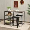Costway 3 Piece Counter Height Dining Bar Table Set w/2 Stools&3 Storage Shelves - 2 of 4