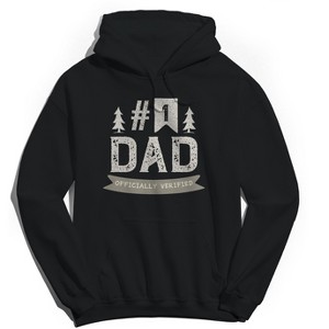 Rerun Island Men's Number 1 Dad Officially Verified Long Sleeve Graphic Cotton Sweatshirt Hoodie - 1 of 3