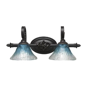 Toltec Lighting Elegante 2 - Light Vanity in  Dark Granite with 7" Teal Crystal Shade - 1 of 1