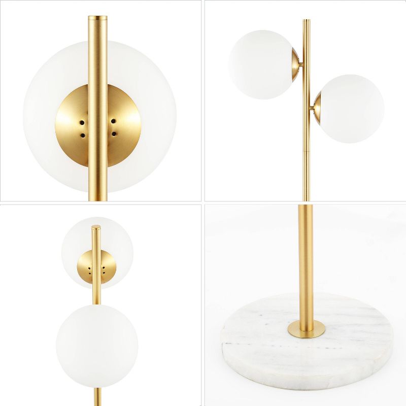 60.5&#34; 2-Light Oscar Modern Parisian Candlestick Iron Floor Lamp (Includes LED Light Bulb) Brass Gold/White - JONATHAN Y, 2 of 9