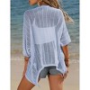 Womens Short Sleeve Cardigan Beach Cover Up Hollow-Out Sweater Cardigan Batswing Sleeve Cover Up Lightweight Cardigan - 2 of 4