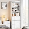 Garvee Modern Black 70" Tall Bookcase with 3 Drawers and 3 Open Shelves, Glossy Farmhouse Bookshelf Storage Cabinet - 3 of 4