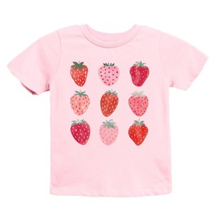 The Juniper Shop Strawberry Watercolor Chart Youth Short Sleeve Tee - M - Pink - 1 of 4