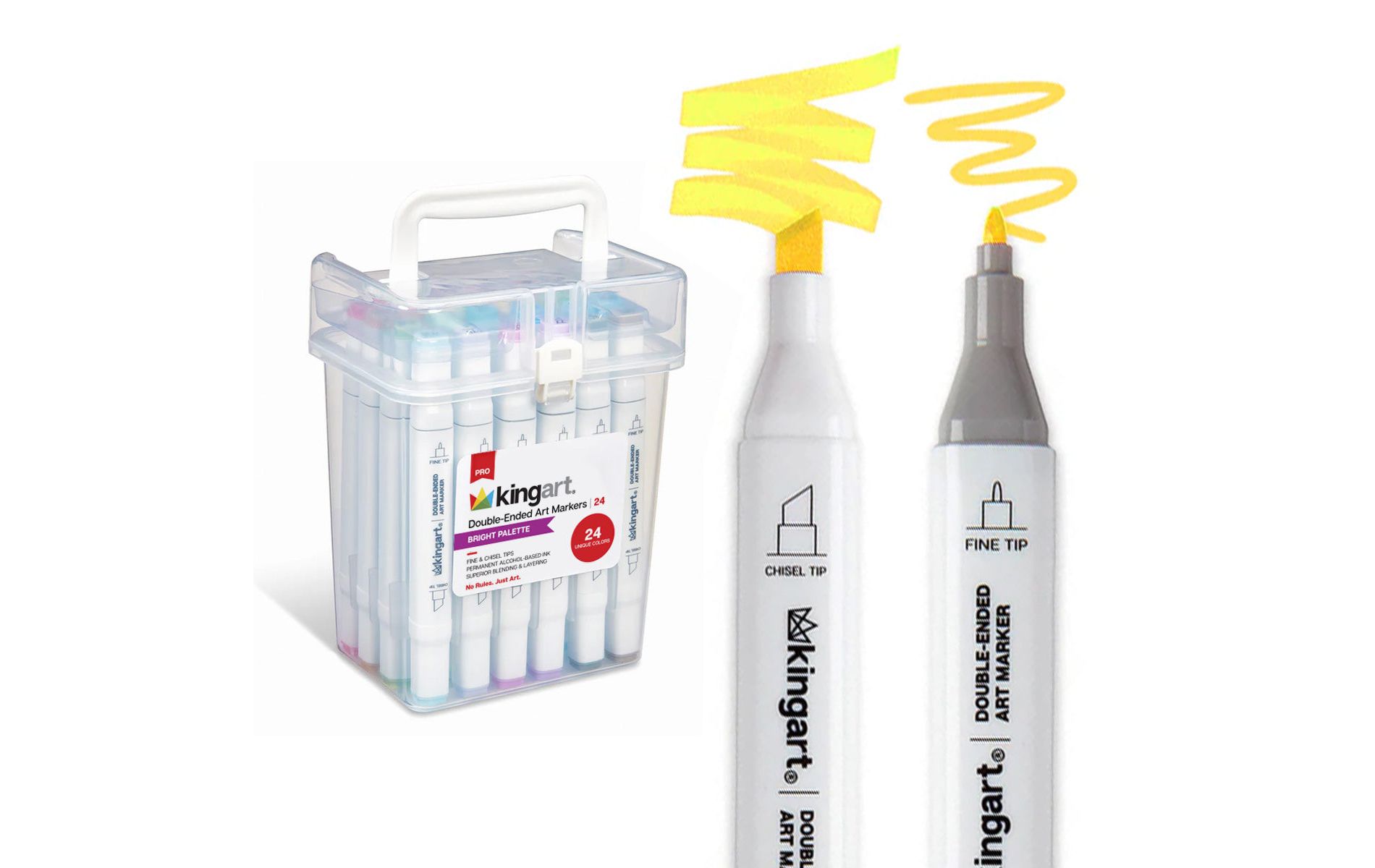 KINGART PRO Double-Ended Markers 24 Bright Colors