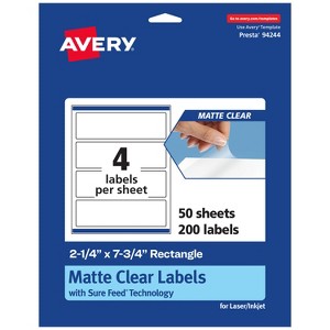 Avery Matte Clear Labels,  2-1/4" x 7-3/4" Rectangle - 1 of 4