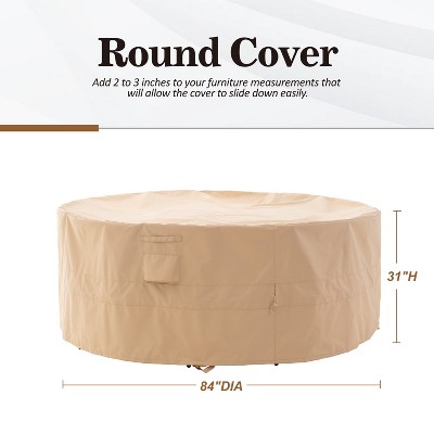 Waterproof Outdoor Patio Round Cover - Beige - Dancing Garden Collection