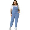 Agnes Orinda Women's Plus Size Adjustable Strap Cross-Back High Waist Denim Jumpsuits - 3 of 4