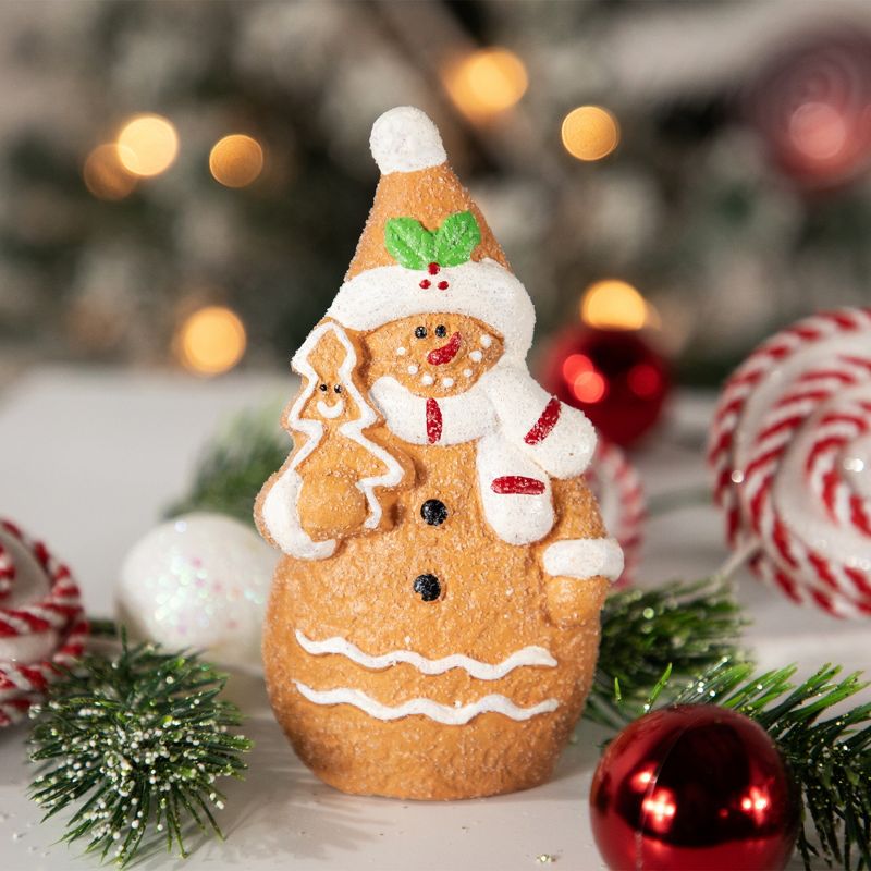Northlight 5.75" Frosted Gingerbread Snowman with Cookie Tree Christmas Figurine, 2 of 8