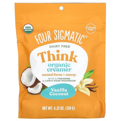Four Sigmatic Think Organic Creamer, Dairy Free, Vanilla Coconut, 4.23 oz (120 g)